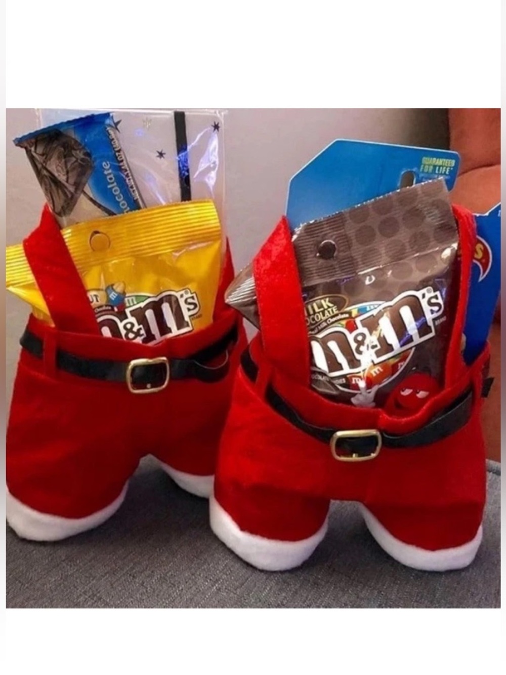 Santa Claus Pants Overalls Felt Gift/Treat Bags Never Used Lot Of Five (5)